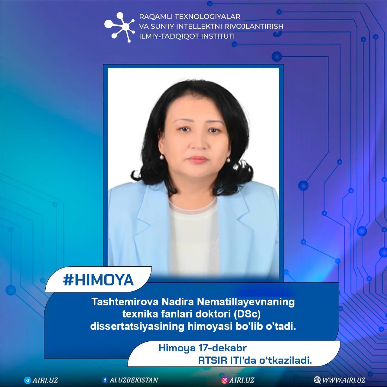 Dissertatsiya himoyasi bo‘lib o‘tadi
