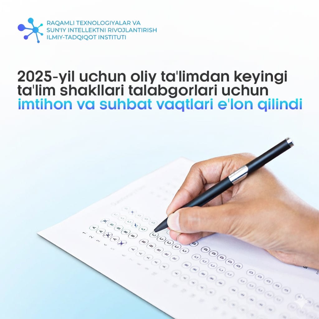 Tayanch doktorantura, doktorantura, stajyor-tadqiqotchilik va mustaqil izlanuvchilik uchun kirish imtihoni bo'lib o'tadi