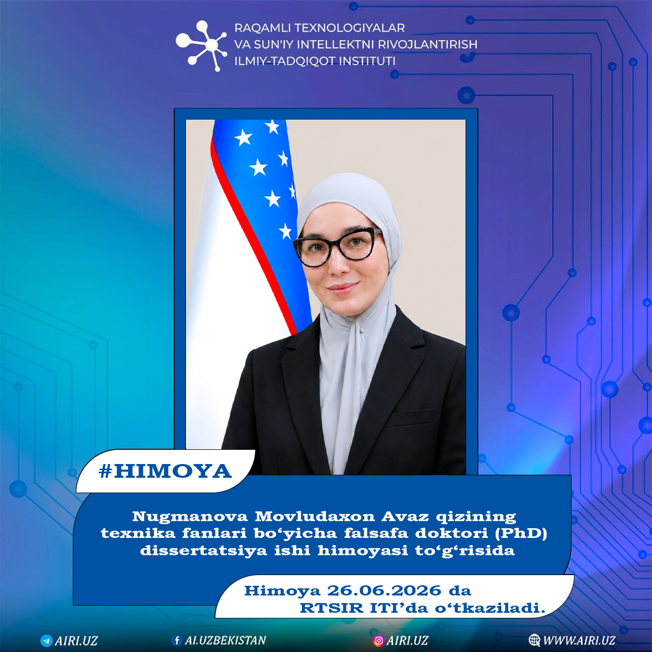 Dissertatsiya himoyasi bo‘lib o‘tadi
